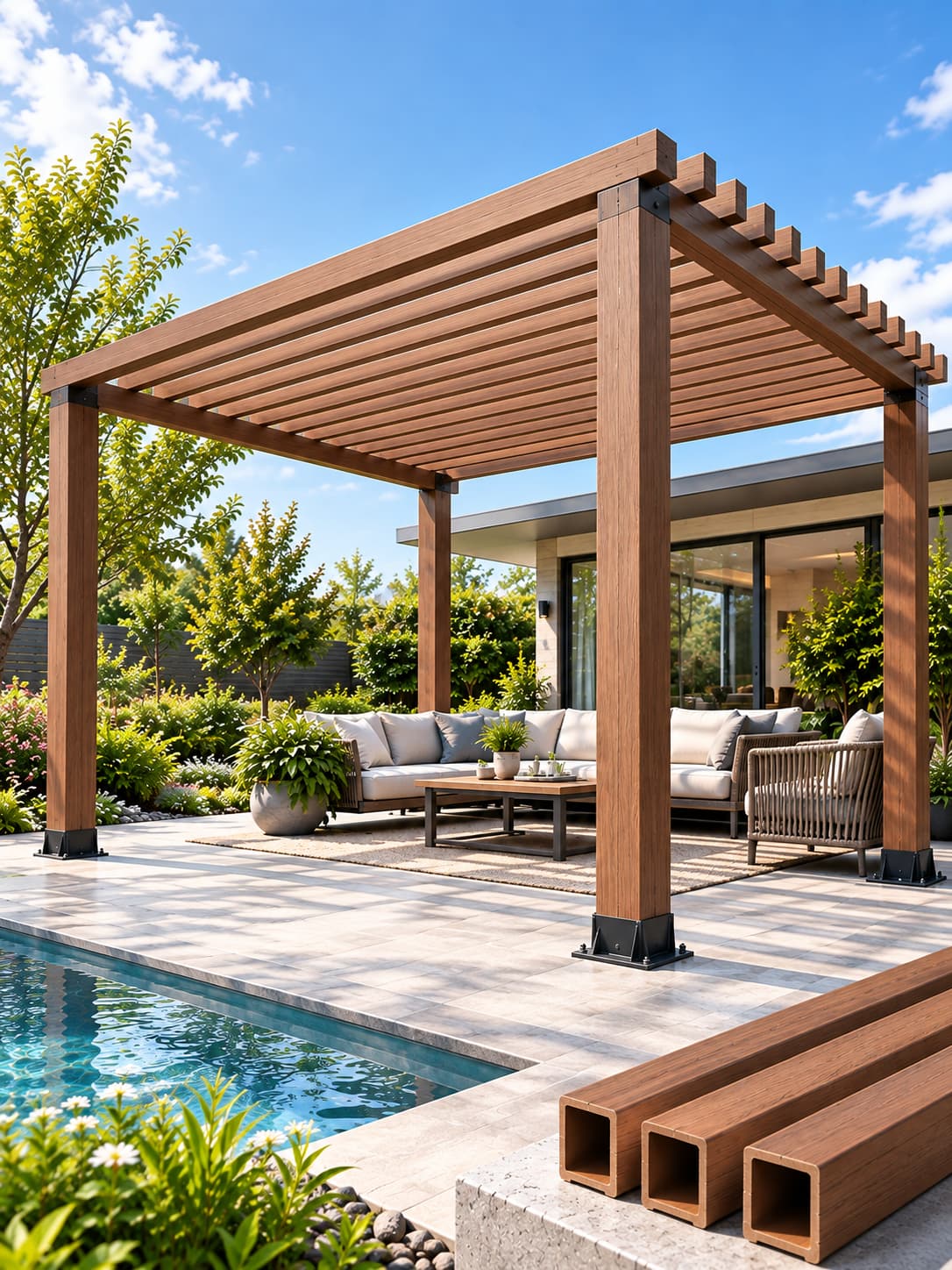 WPC Pergola structurele gids: overspanningslimieten, subframeontwerp en materiaalvergelijking