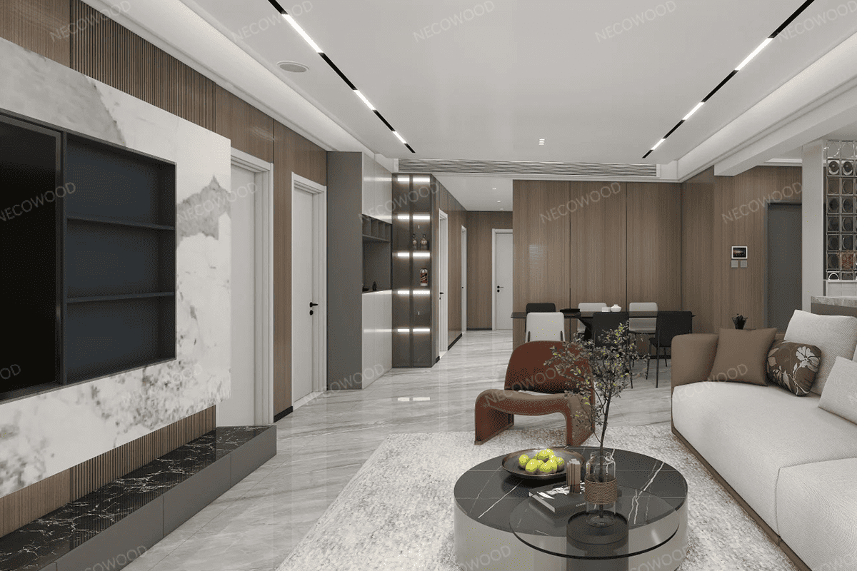 Carbon crystal heating panel installed in residential interior living room