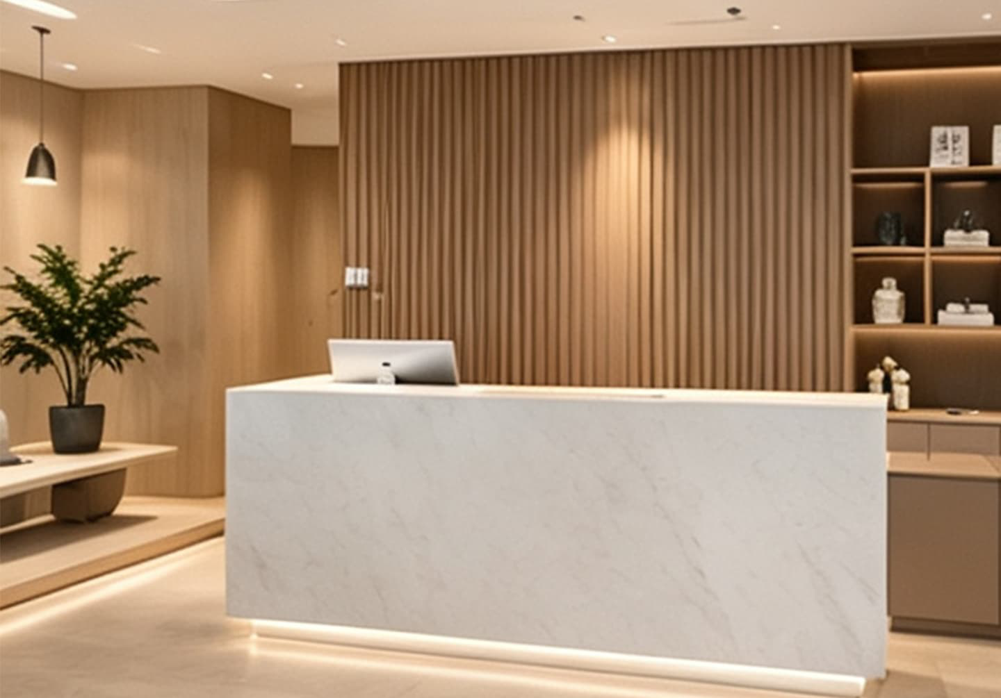 Necowood WPC composite board used as wall panel in a modern interior